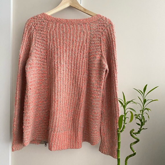 Anthropologie Moth Pullover Swing Sweater Coral V-Neck Side Zip Size M - Picture 12 of 14